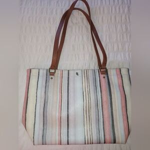 Elliott Lucca Pink and Cream Striped Tote